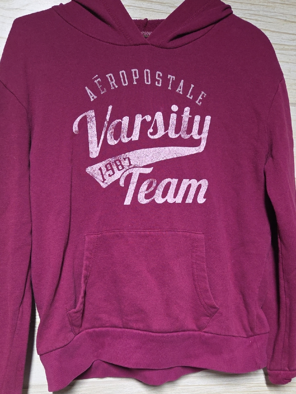 Aeropostale Burgundy Varsity Team Hoodie